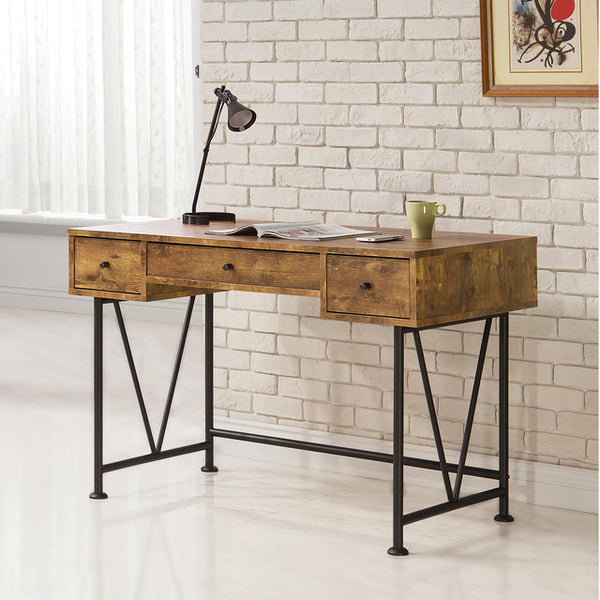 Industrial Style Wood Writing Desk With Metal Legs Interior Gallerie