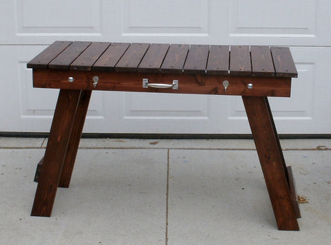 Folding Grill Table Stained