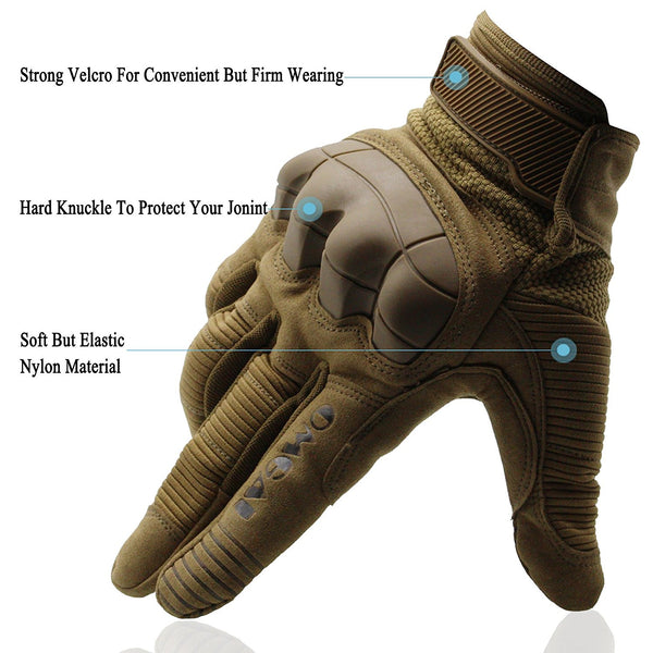  Motorcycle Gloves, Men's Full Finger Protective Gloves for Riding Cycling Off Road Climbing Outdoor Sports Brown, OMGAI