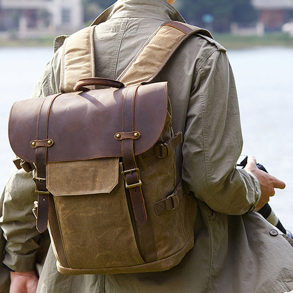 waxed canvas camera backpack