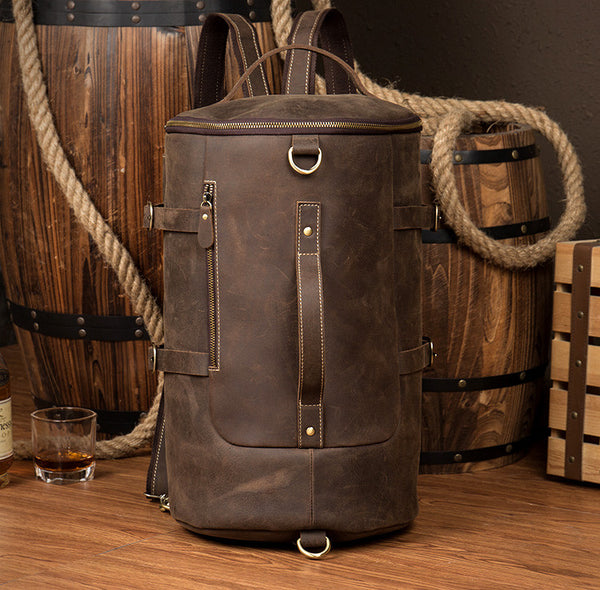 leather travel backpack