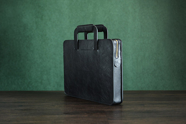 vegetable tanned leather briefcase