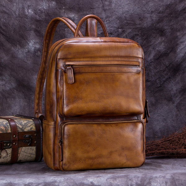 full grain leather backpack