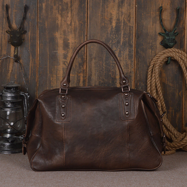 womens leather weekender bag