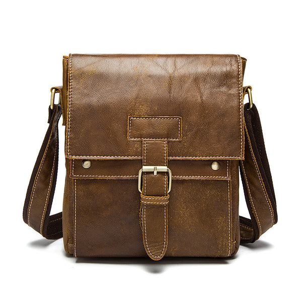 Men’s Leather Bag, Vintage Shoulder Bag Top Grain Leather Vertical Mes – ROCKCOWLEATHERSTUDIO