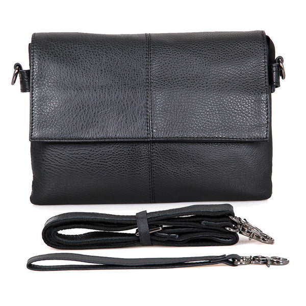 black leather messenger bag women's