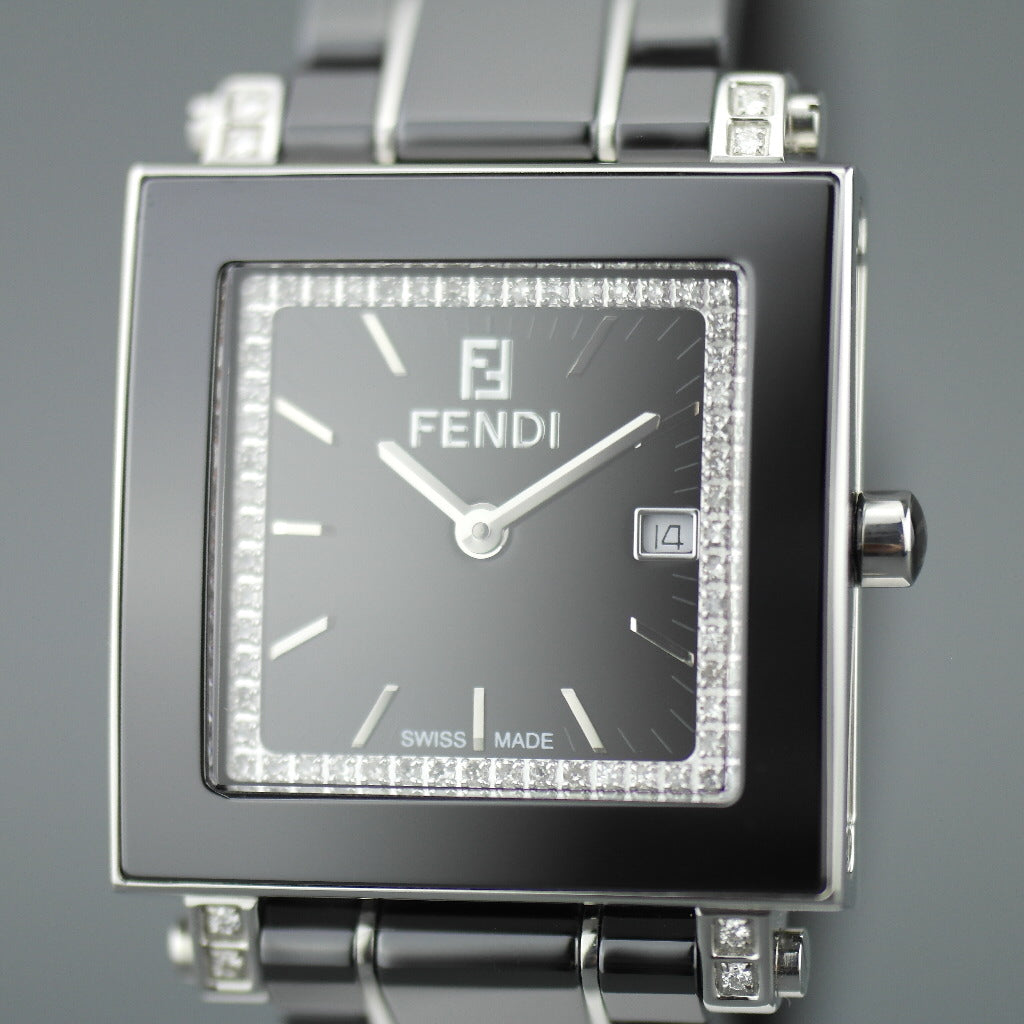 Fendi Orologi Quadro Black Ceramic and 