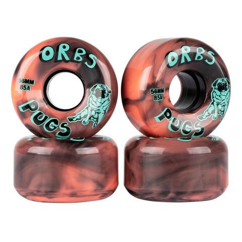 Orbs | 56mm/85a Pugs - Coral/Black Swirl