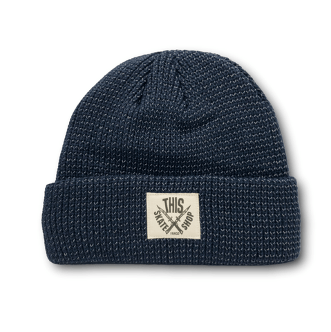 winegardspecialproducts | Knit Beanie - Reflective Navy/White Patch