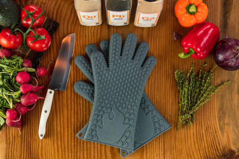 silicone bbq gloves jolly green color grey xl/xxl