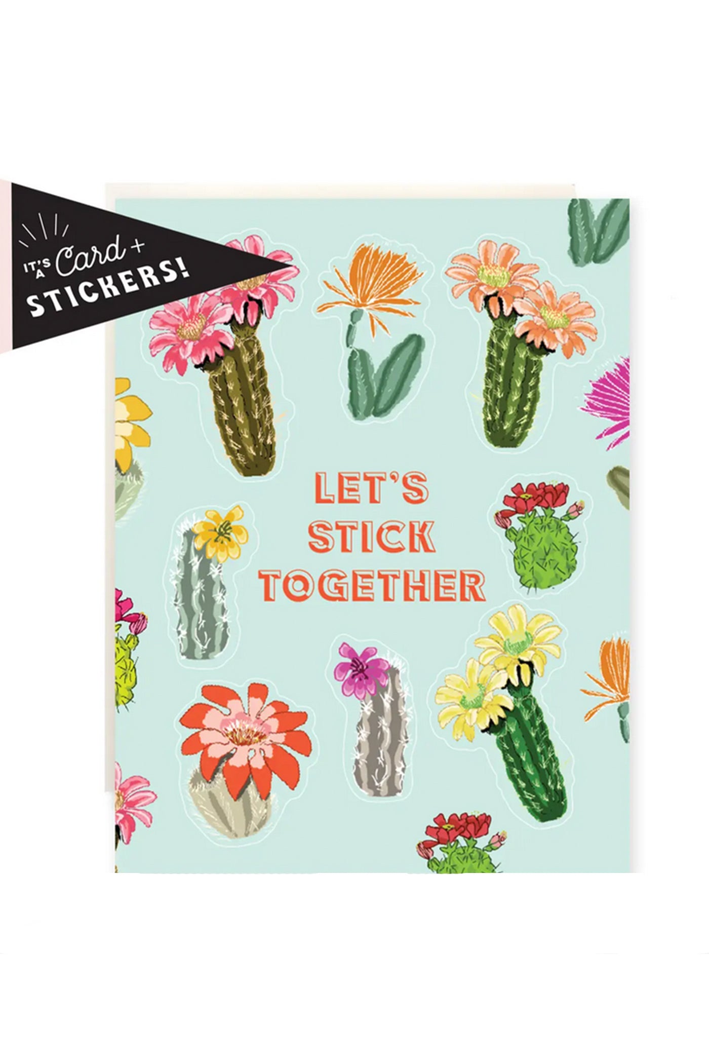 Cactus Stick Together Sticker Greeting Card