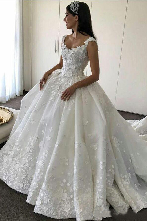 Ball Gown Backless Lace Appliques 