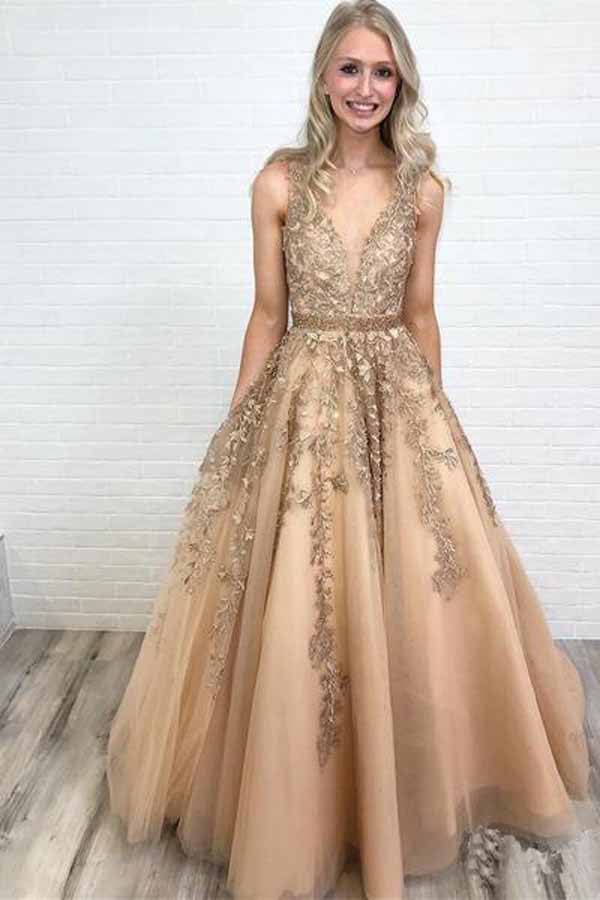 gold evening dresses with sleeves