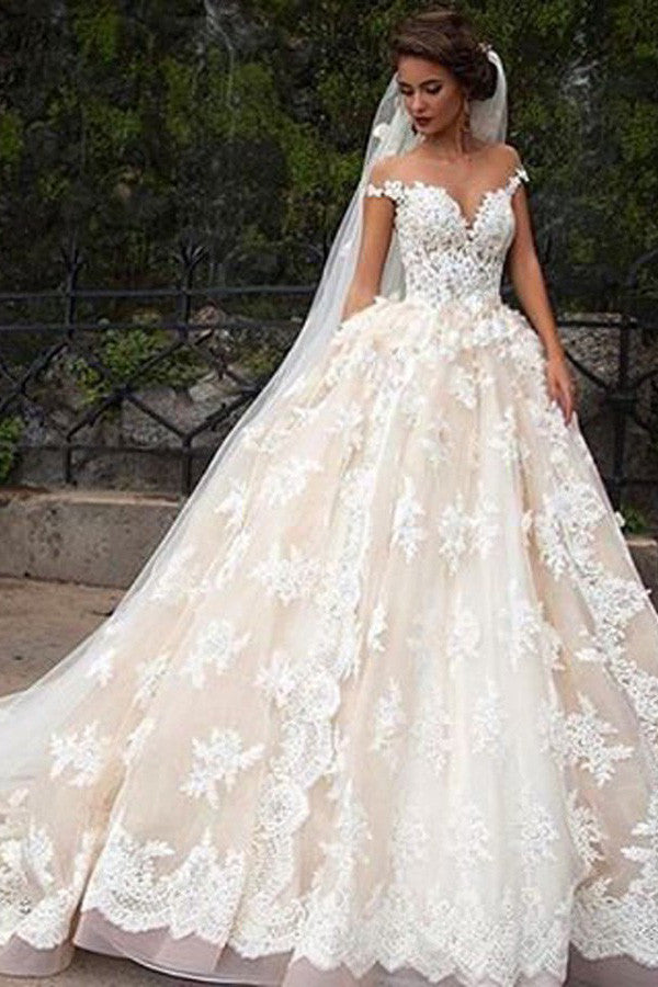 Buy A Line Halter Tulle Wedding Dress With Top Lace Backless