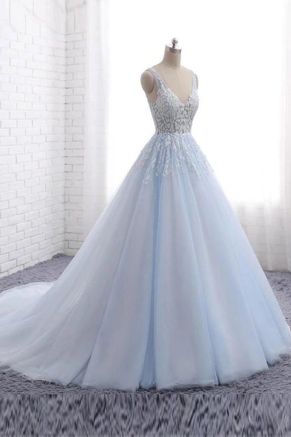 pale blue ball gown