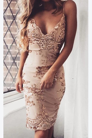 rose gold mid length dress
