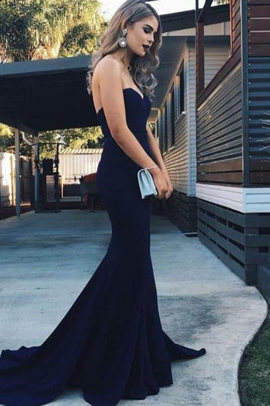 navy blue dress with train