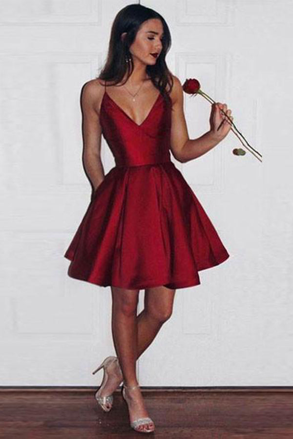 red v neck dress uk