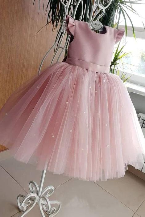 pink flower girl dresses