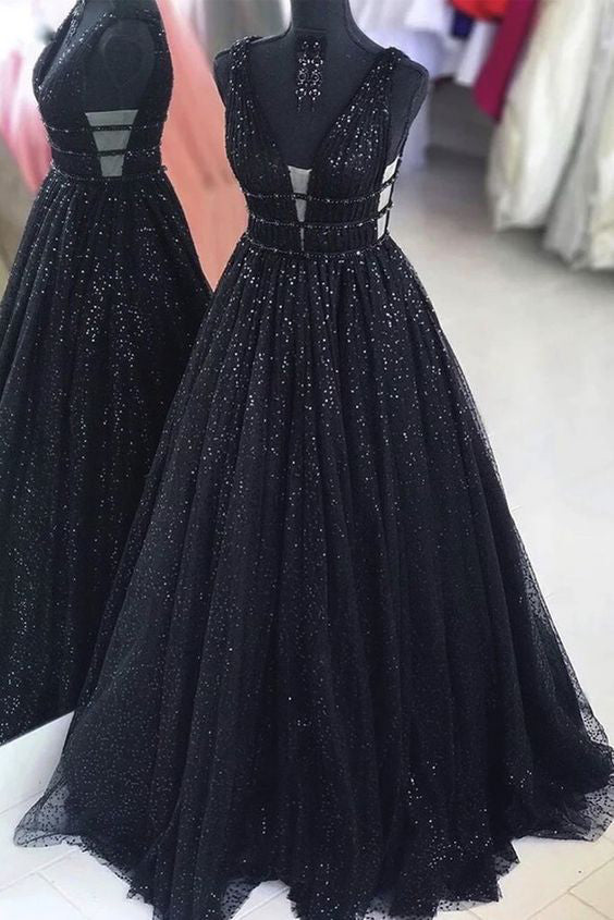 black sparkly ball gown