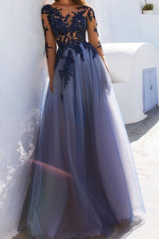 long blue prom dresses uk