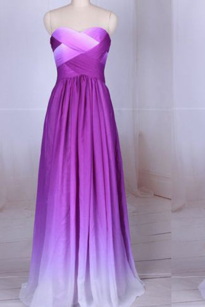 Prom Dresses Uksimple Purple Strapless Sweetheart Chiffon Ombre Promdressmeuk 2612