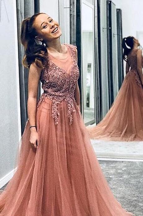 rosy prom dress