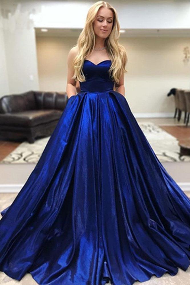 strapless prom dress with pockets