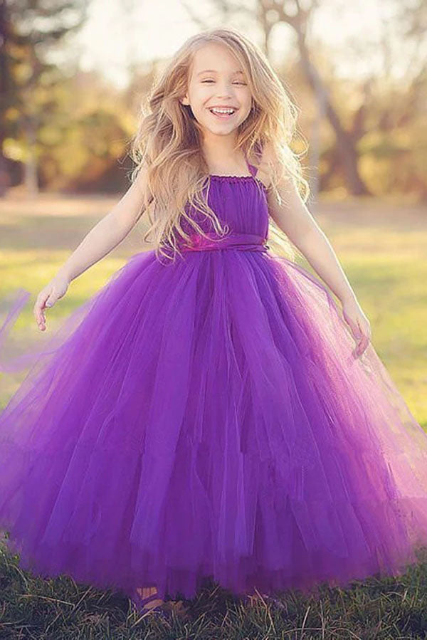 purple flower girl dresses uk