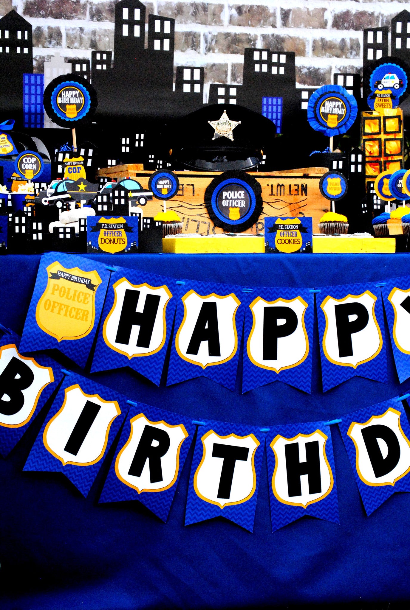 police birthday officer banner policeman backdrop officers