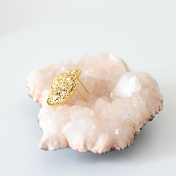 BORCIK JEWELRY - Gold Teardrop Druzy Studs - KINDRED-the boheme collective