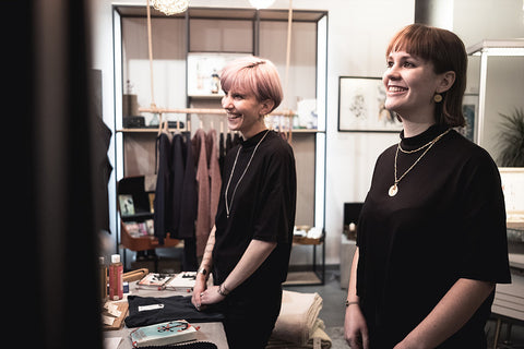 Owner Janna and her collegue Sophie at the fair fashion shop "Weltherz" in Landau.