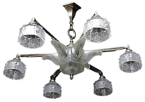 French Art Deco Chandelier by Verrerie Des Hanots