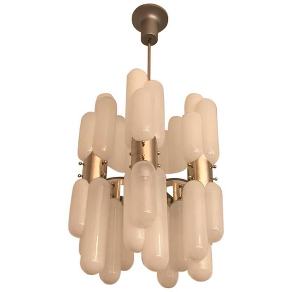 Murano Glas Tube Chandelier for Mazzega "Space Age"