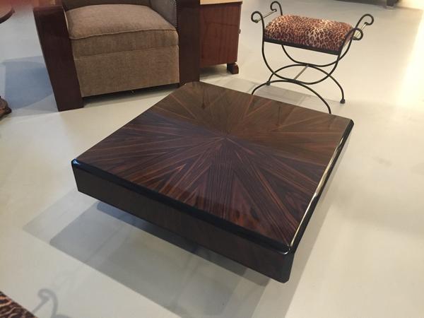 French Art Deco Macassar Sunburst Coffee Table