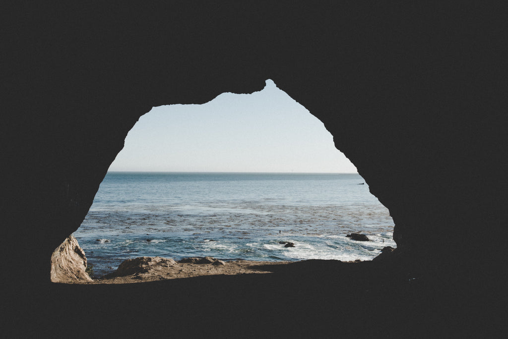 A view of the ocean from the inside of a cave at Pismo Beach, California. 