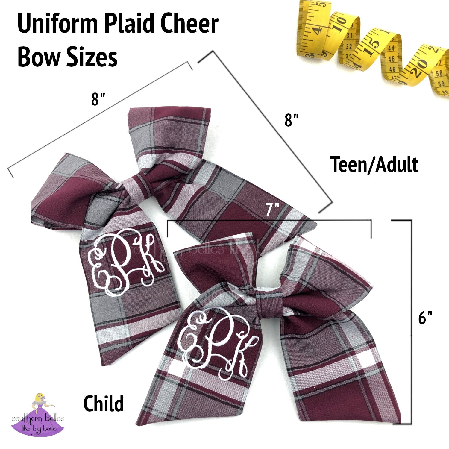 School Uniform Plaid Cheer Bow - Plaid