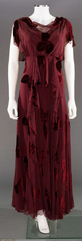 1930's Cut Velvet Evening Gown