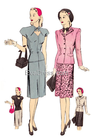 1940's Two-Piece Suit Dress & Blouse