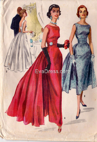 1955 Evening Dress with Cummerbund and Removable Panels