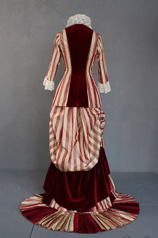 1880 silk taffeta and velvet dress, back view