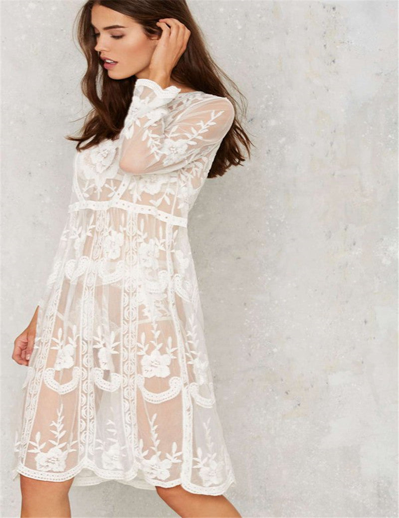 white lace frock designs