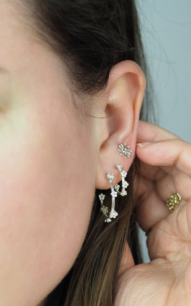 sterling silver blossom flower hoop earrings