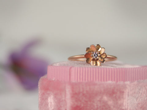 rose gold vermeil wild rose rings