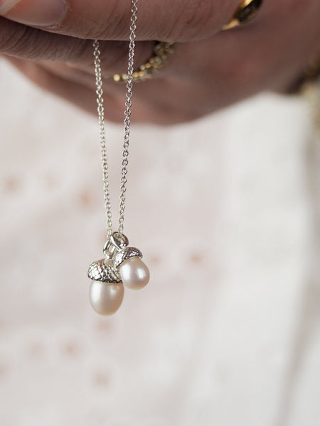 sterling silver double pearl necklace