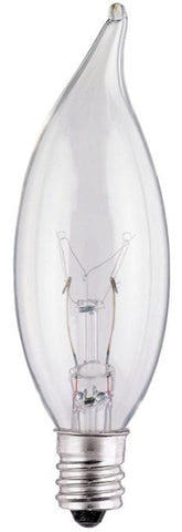 15 Watt CA8 Flame Tip Incandescent Light Bulb, 2700K Clear E12 (Candelabra) Base, 120 Volt, Card (2-Pack)