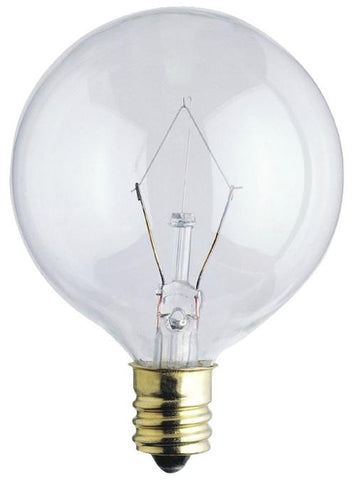 60 Watt G16 1/2 Incandescent Light Bulb, 2650K Clear E12 (Candelabra) Base, 120 Volt, Box