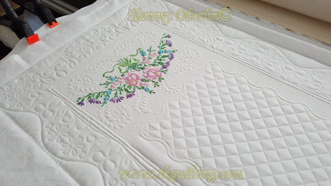 Vintage hand embroidered pillow case runner in progress