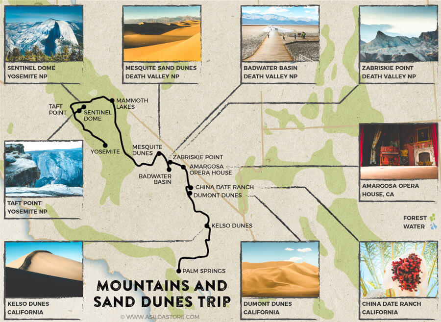 West Coast Roadtrip. Desert Version Map