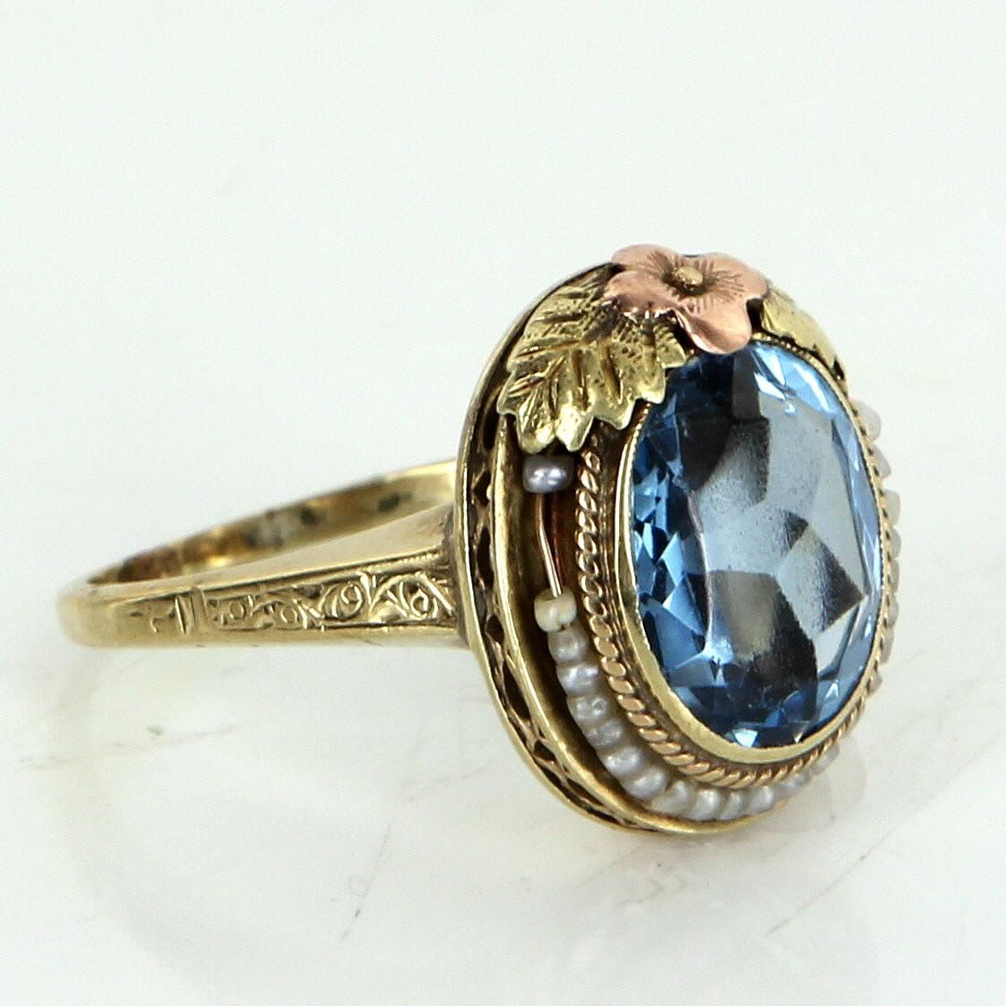 Blue Topaz Art Deco ring